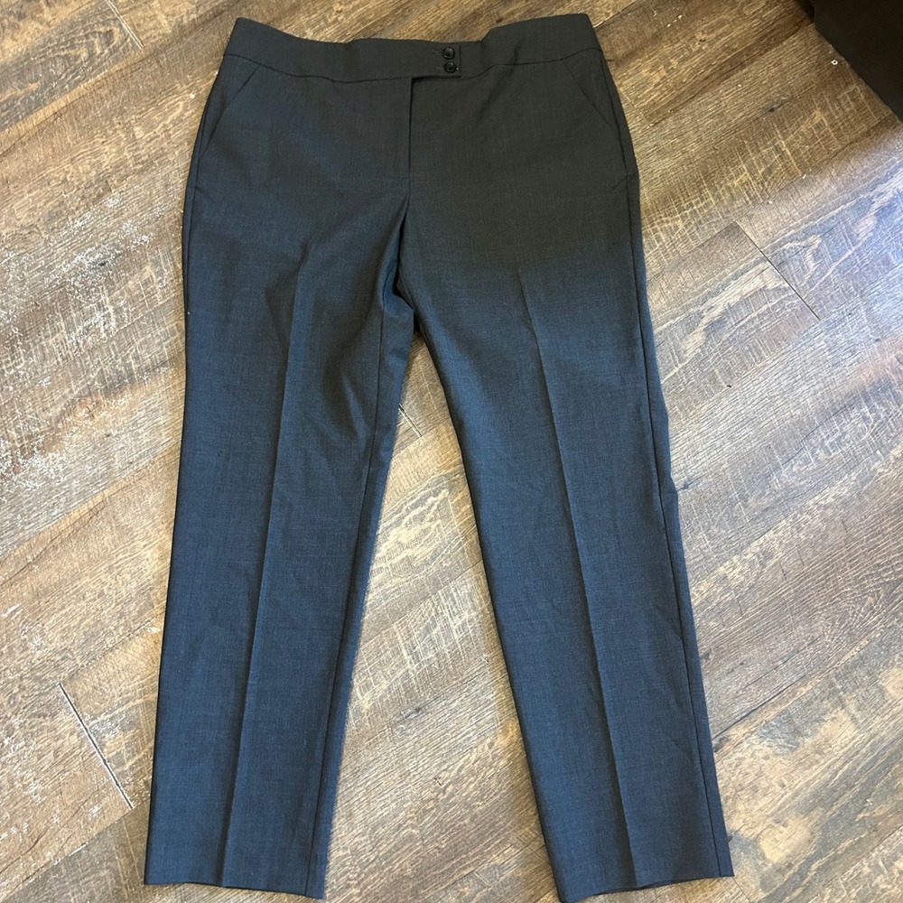 Lands End Womens Charcoal Gray Wool Blend Straight Leg Dress Pants Size 14